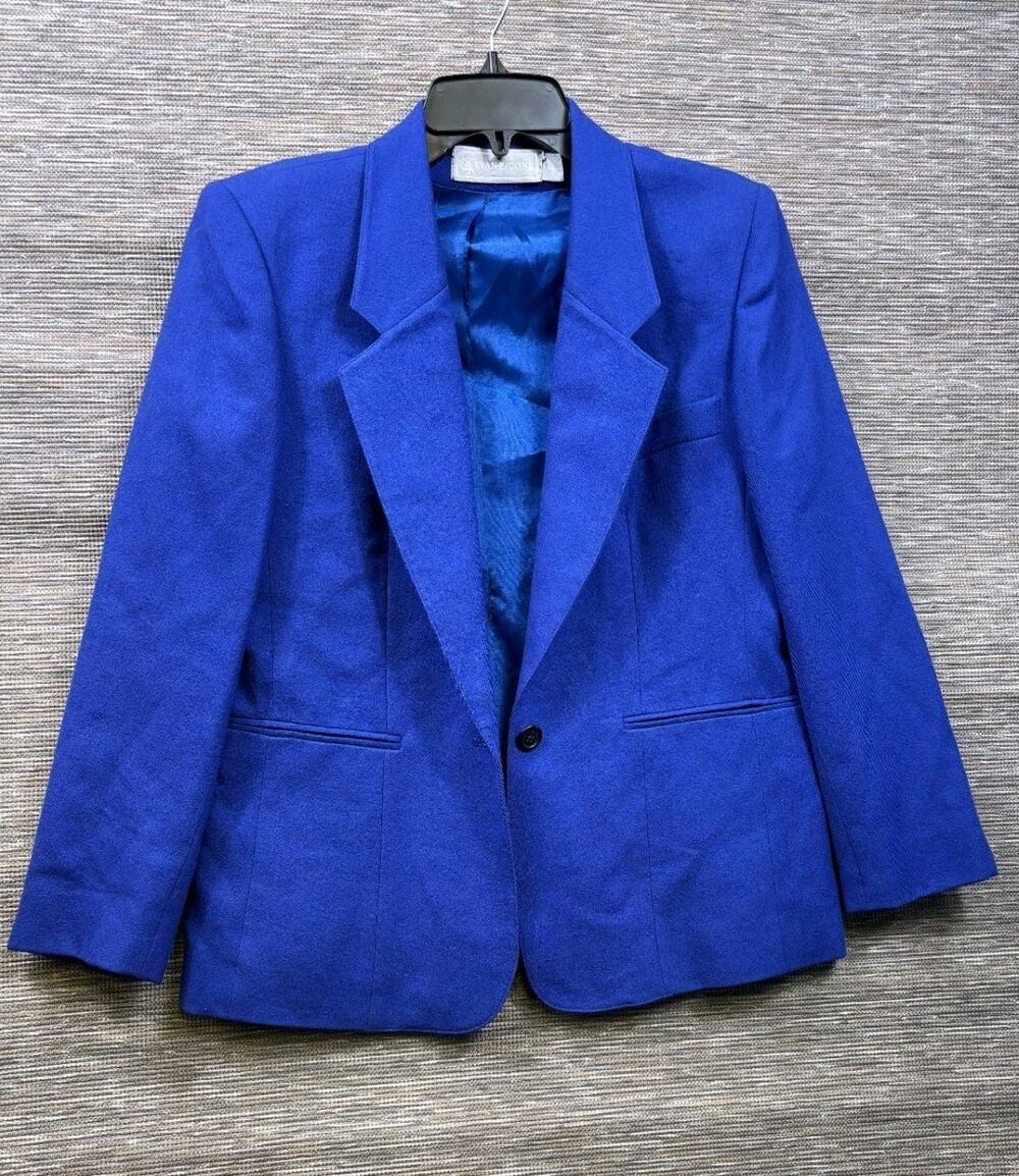 Evan Picone Suit Blazer Jacket Career Business Women's Size 6 Blue 100% Wool